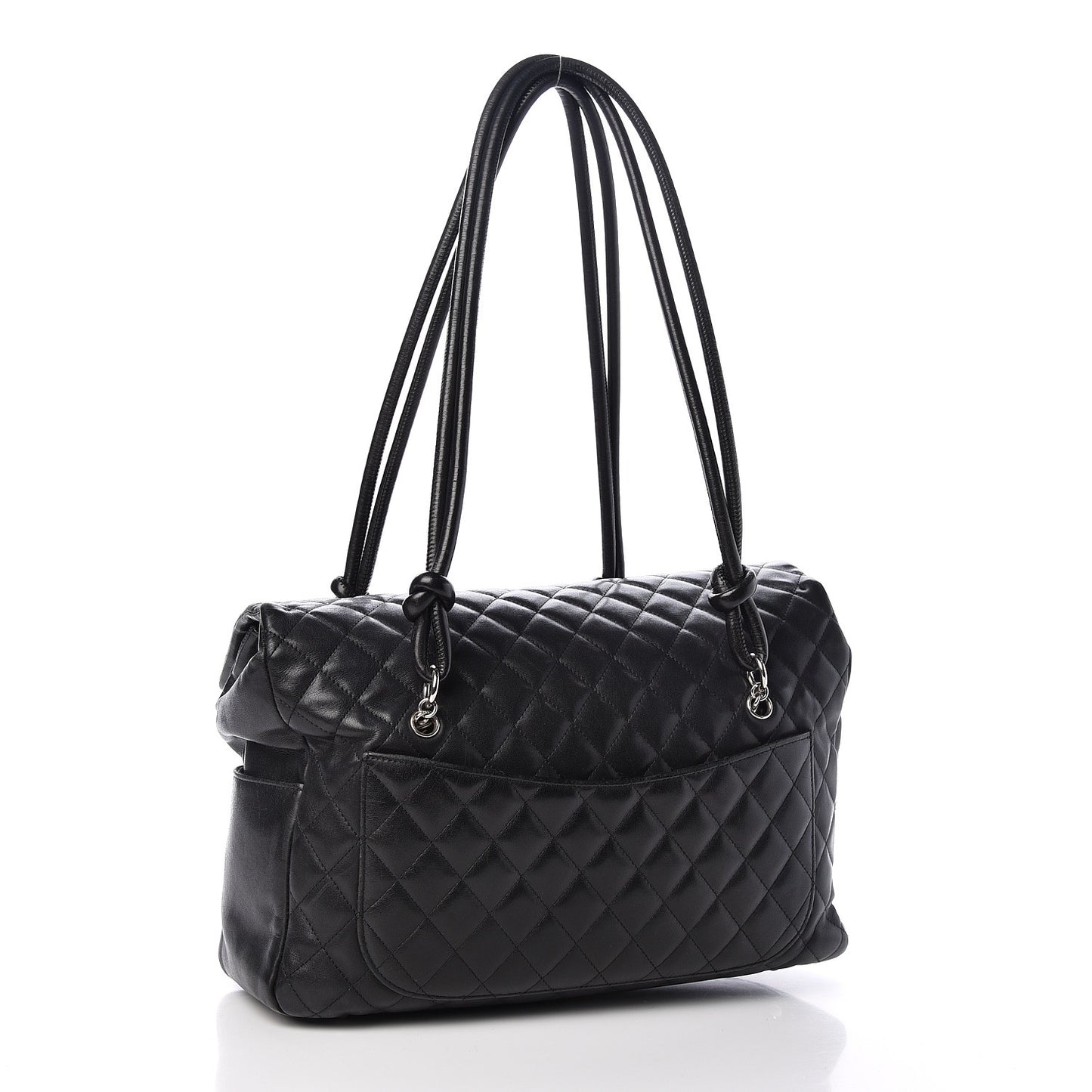 Calfskin Quilted Large Cambon Flap Black