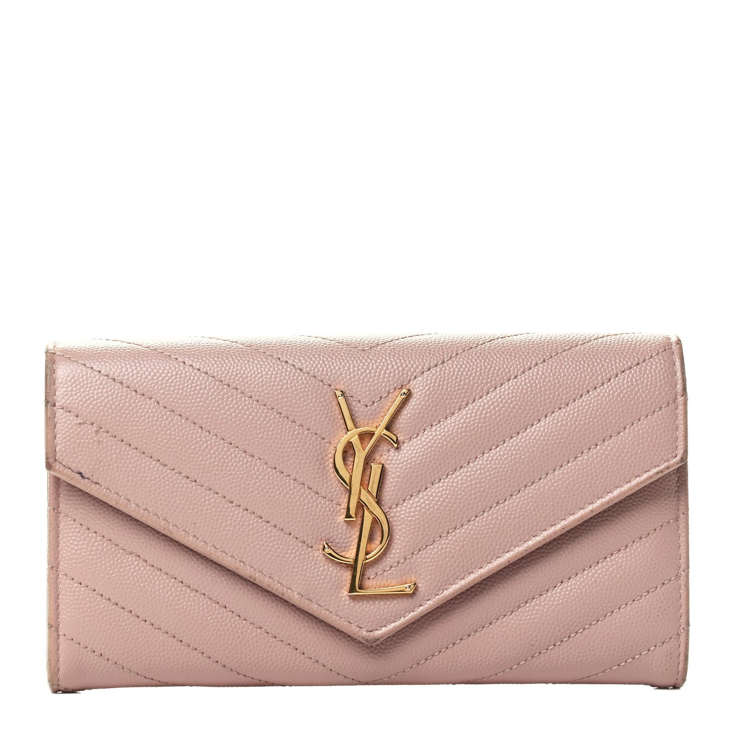 Grain De Poudre Matelasse Chevron Monogram Flap Wallet Pale Blush