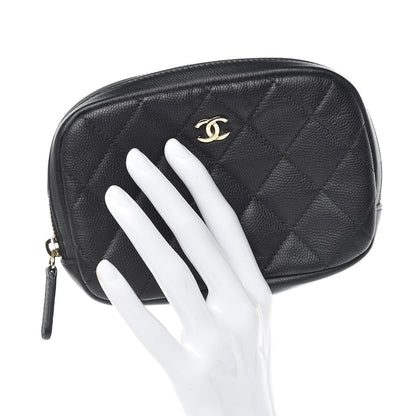 Chanel Caviar Quilted Small Curvy Pouch Cosmetic Case Black 2 of 10