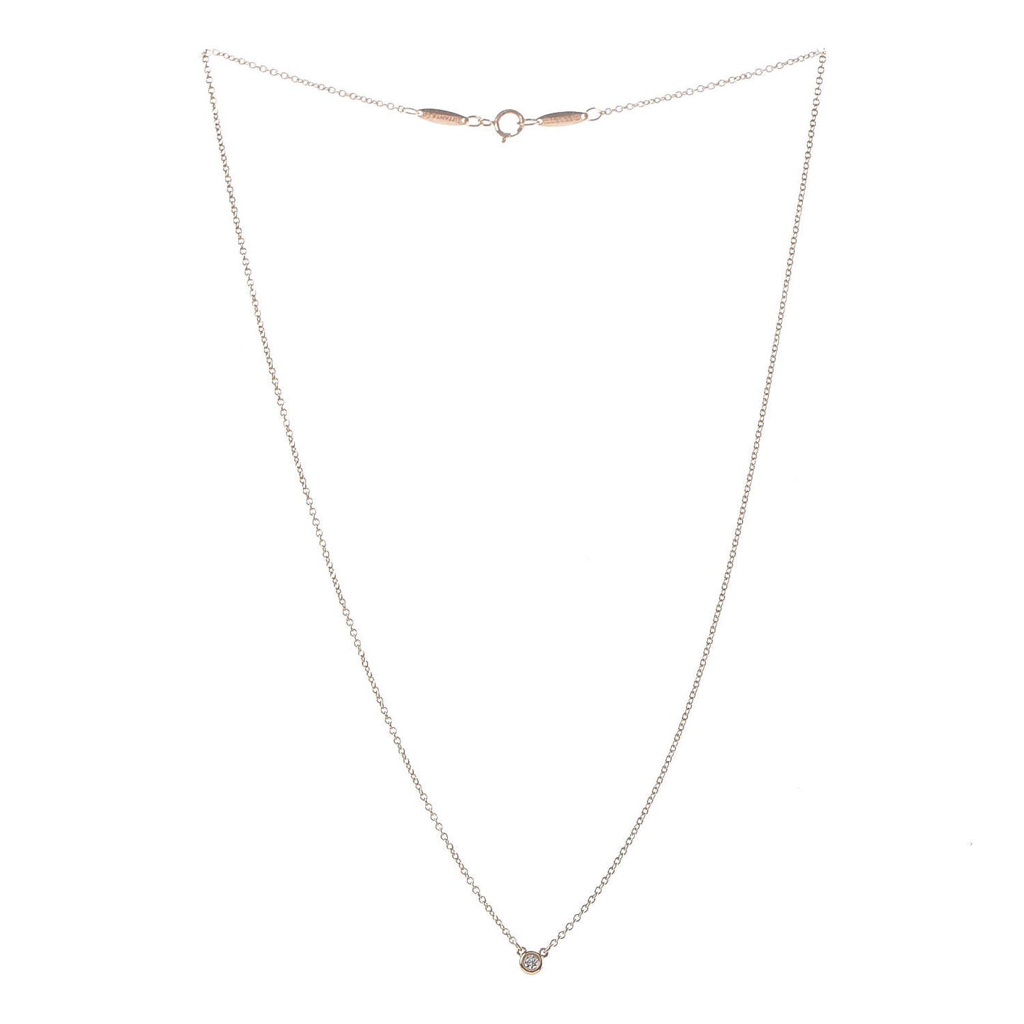 18K Rose Gold Diamond .03ct Elsa Peretti Diamonds by the Yard Pendant Necklace
