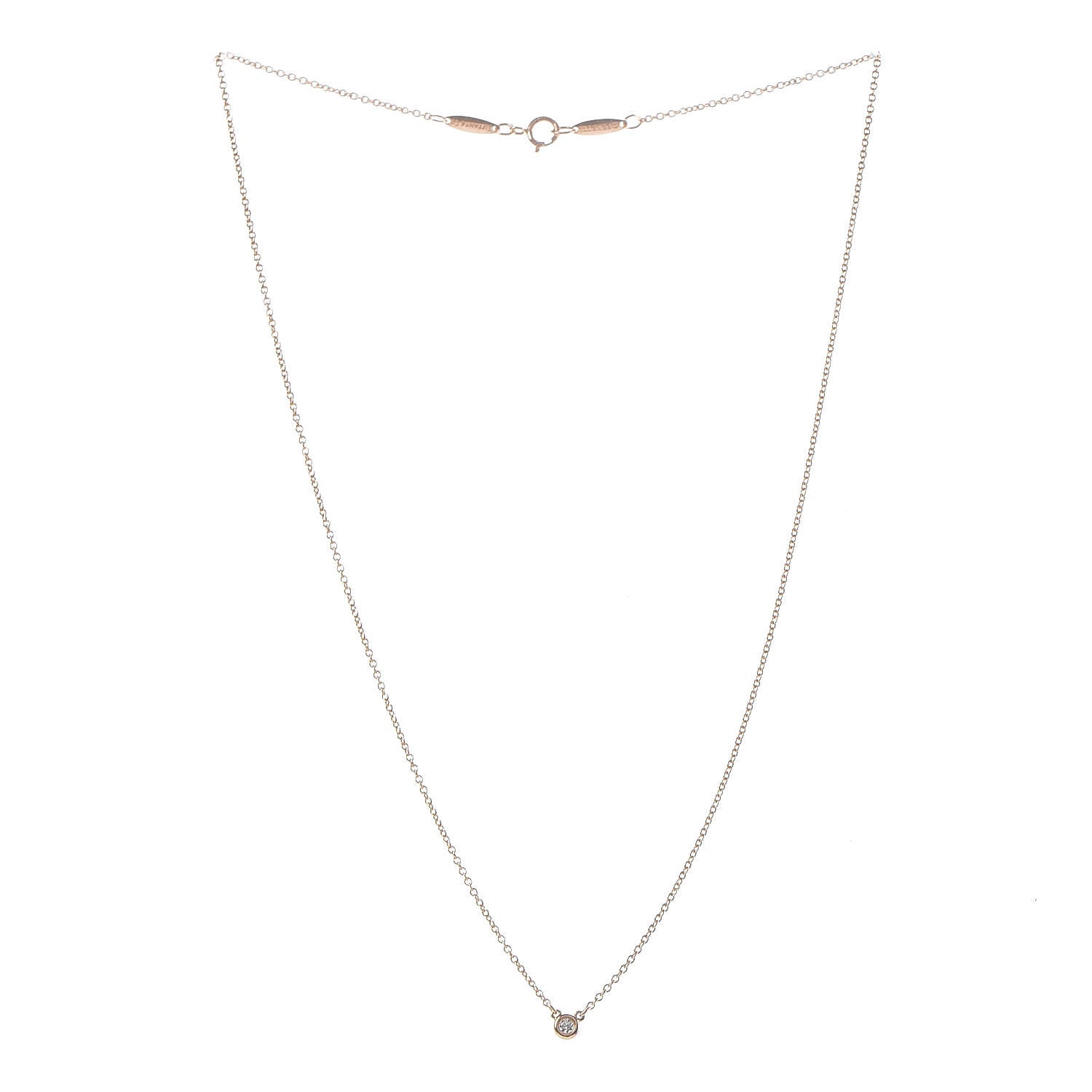 Tiffany 18K Rose Gold Diamond .03ct Elsa Peretti Diamonds by the Yard Pendant Necklace 3 of 8