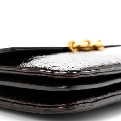 Saint Laurent Shiny Crocodile Embossed Calfskin Le Maillon Satchel Coffee 9 of 11