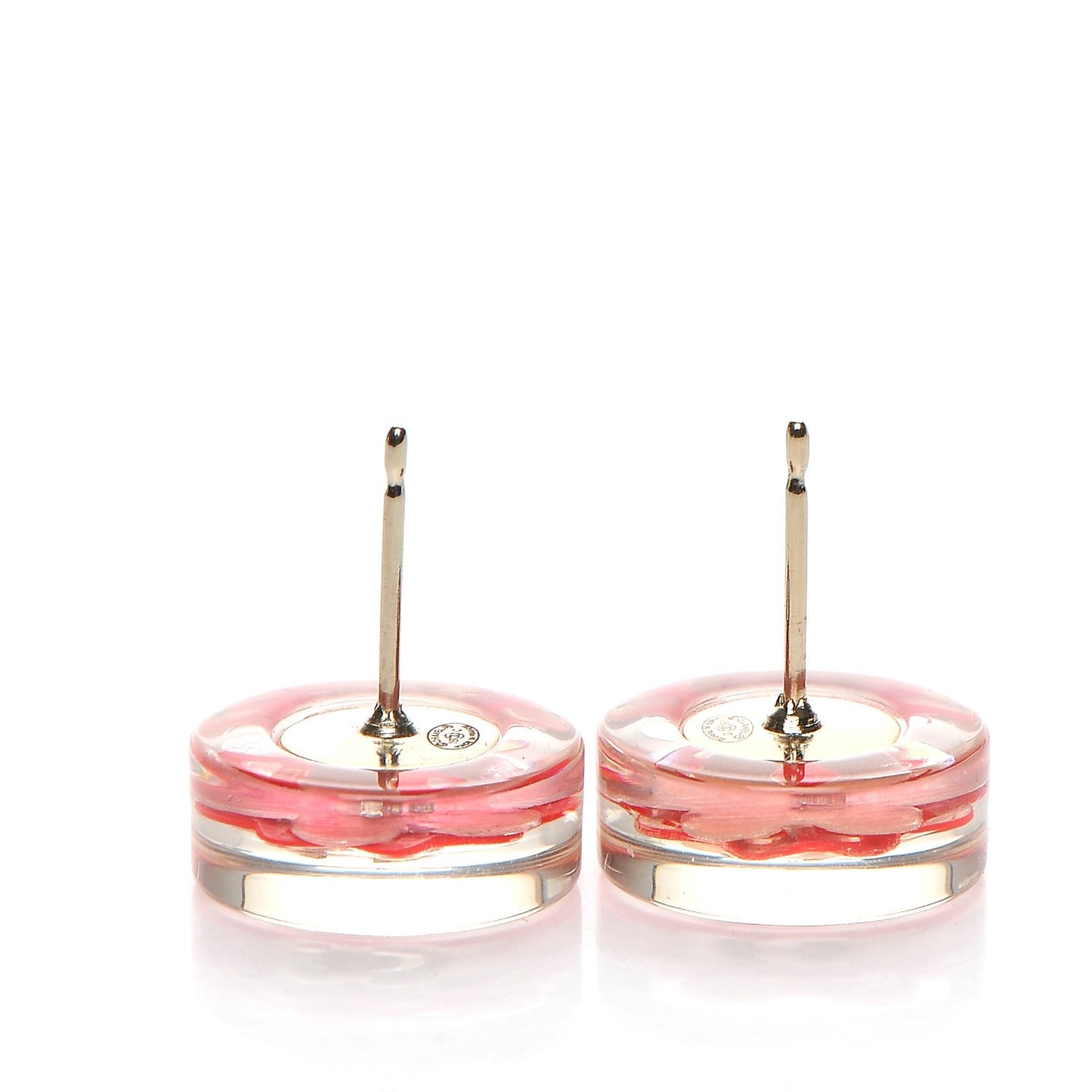 Resin CC Earrings Gold Transparent Pink
