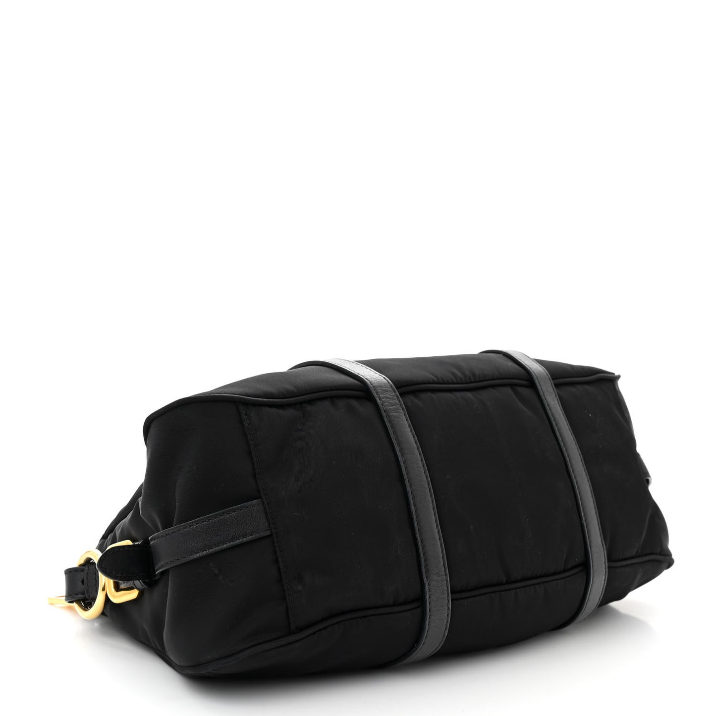 Tessuto Nylon Soft Calfskin Shopping Satchel Black