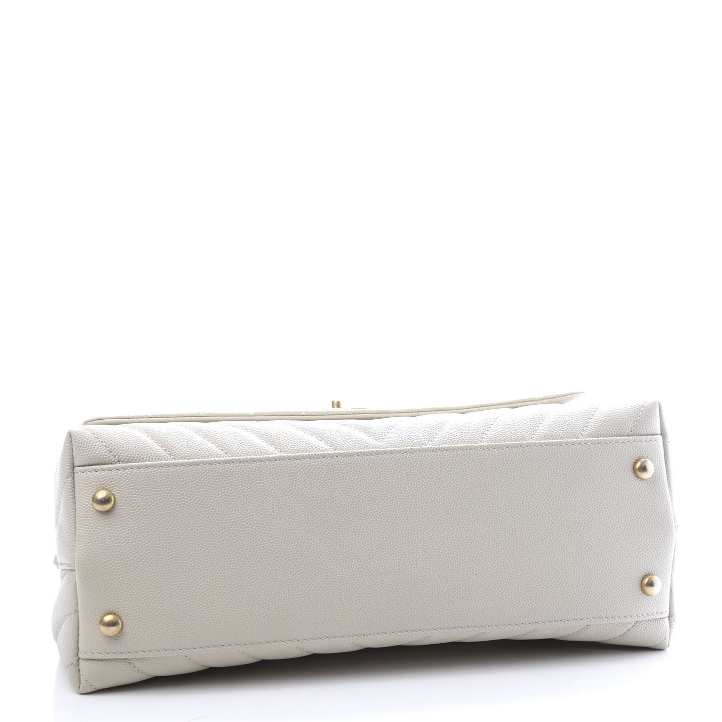 Caviar Lizard Chevron Quilted Small Coco Handle Flap Ivory