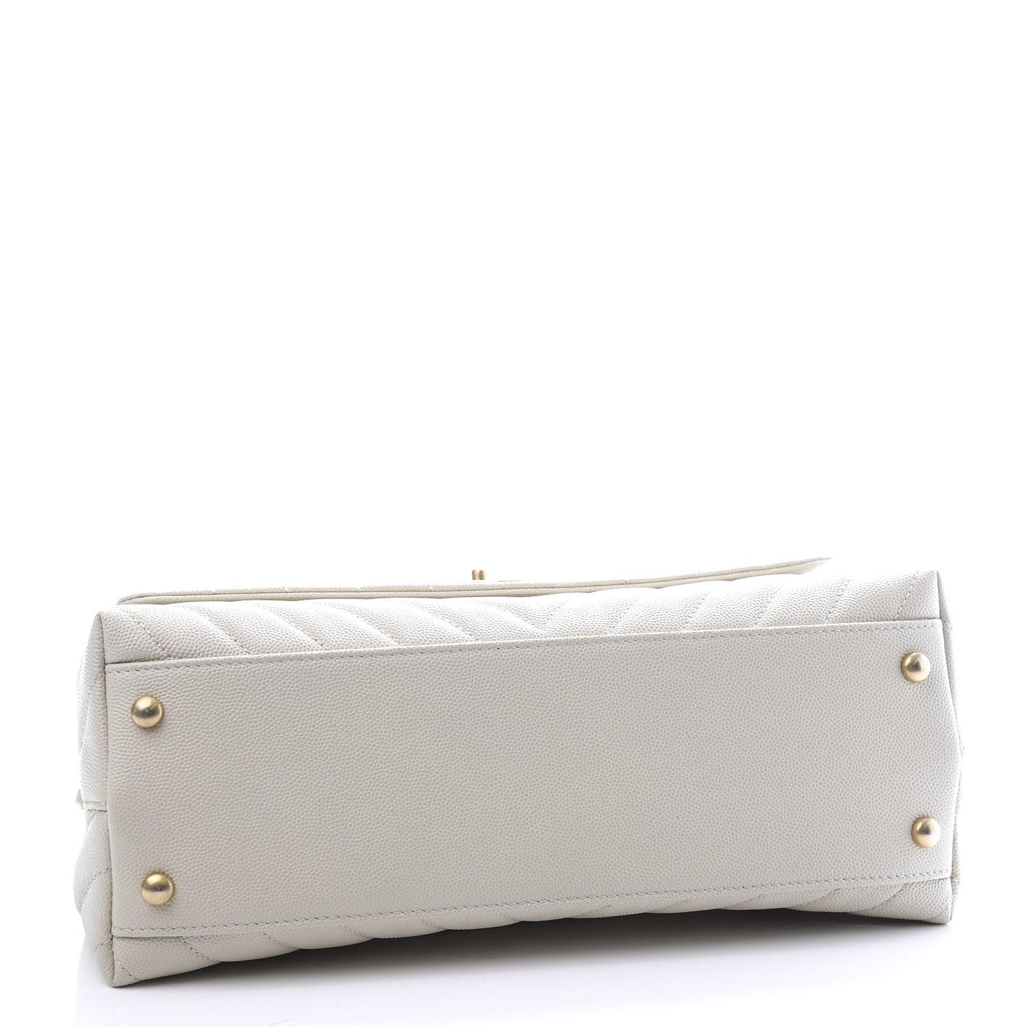 Chanel Caviar Lizard Chevron Quilted Small Coco Handle Flap Ivory 3 of 11