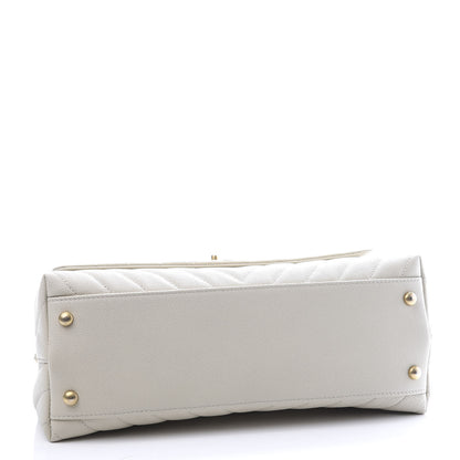 Chanel Caviar Lizard Chevron Quilted Small Coco Handle Flap Ivory 3 of 11