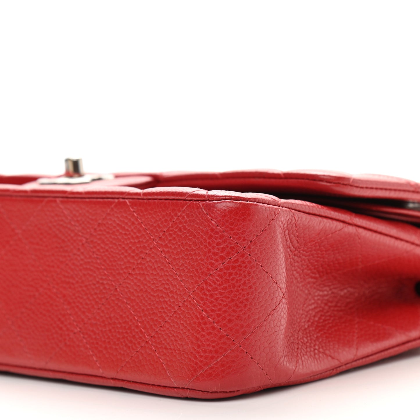Caviar Quilted Medium Double Flap Red