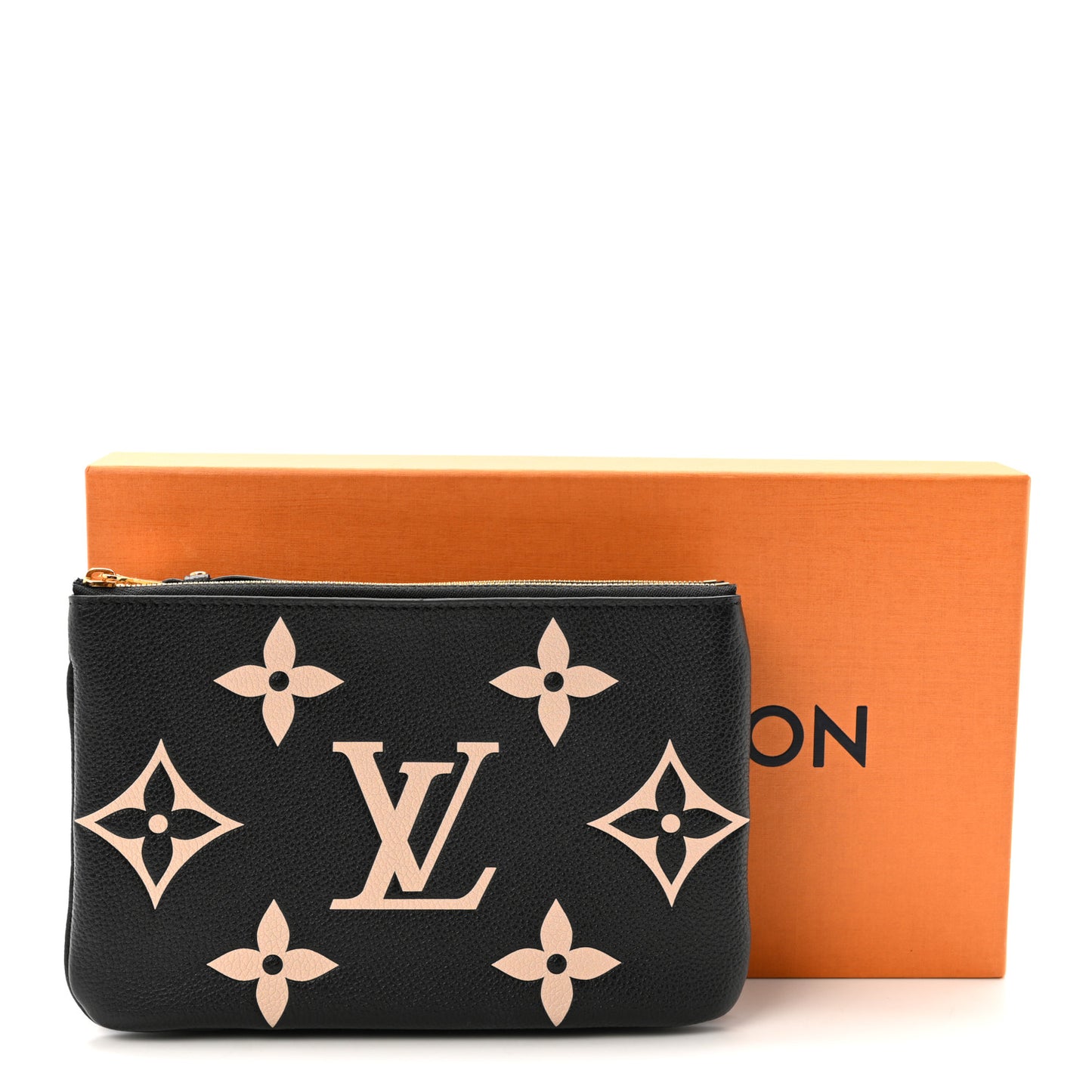 Empreinte Monogram Giant Double Zip Pochette Black Cream