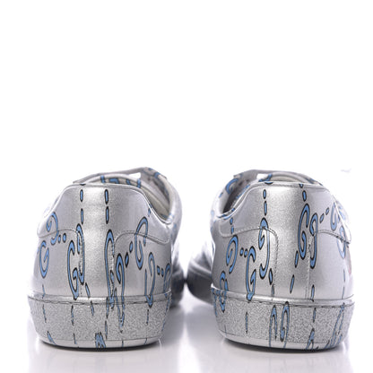 Gucci Miro Rubber Wax GucciGhost Print Mens New Ace Sneakers 7.5 Silver 8 of 9