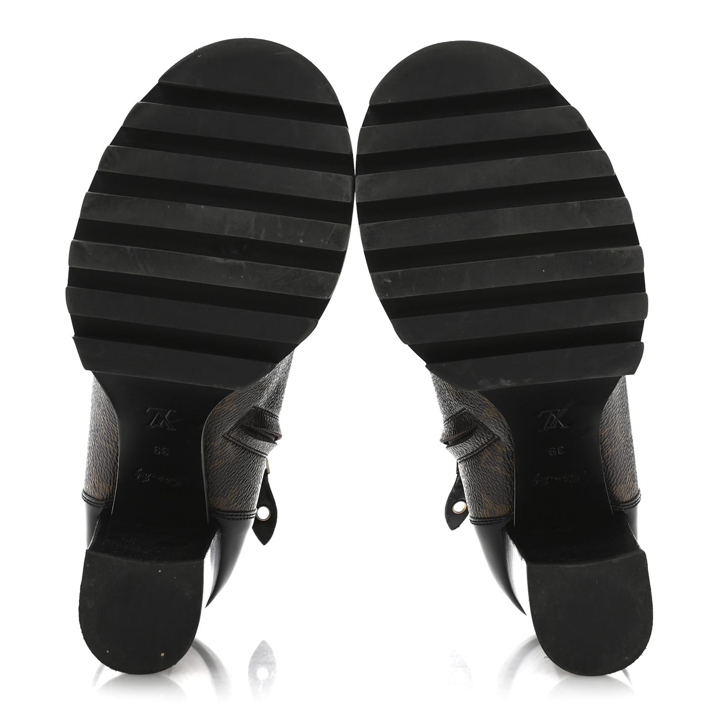 Patent Calfskin Monogram Star Trail Ankle Boots 39 Black
