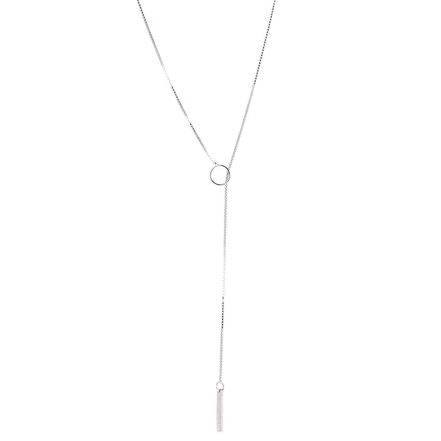 Gucci 18K White Gold 20mm Lariat Necklace 1 of 5
