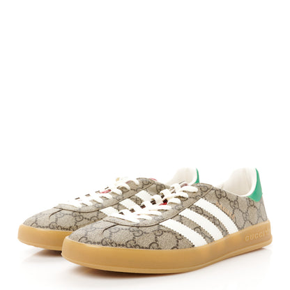 Gucci X ADIDAS GG Supreme Monogram Mens Gazelle Sneakers 10.5 Beige Ebony Off White New Shamarock 3 of 9