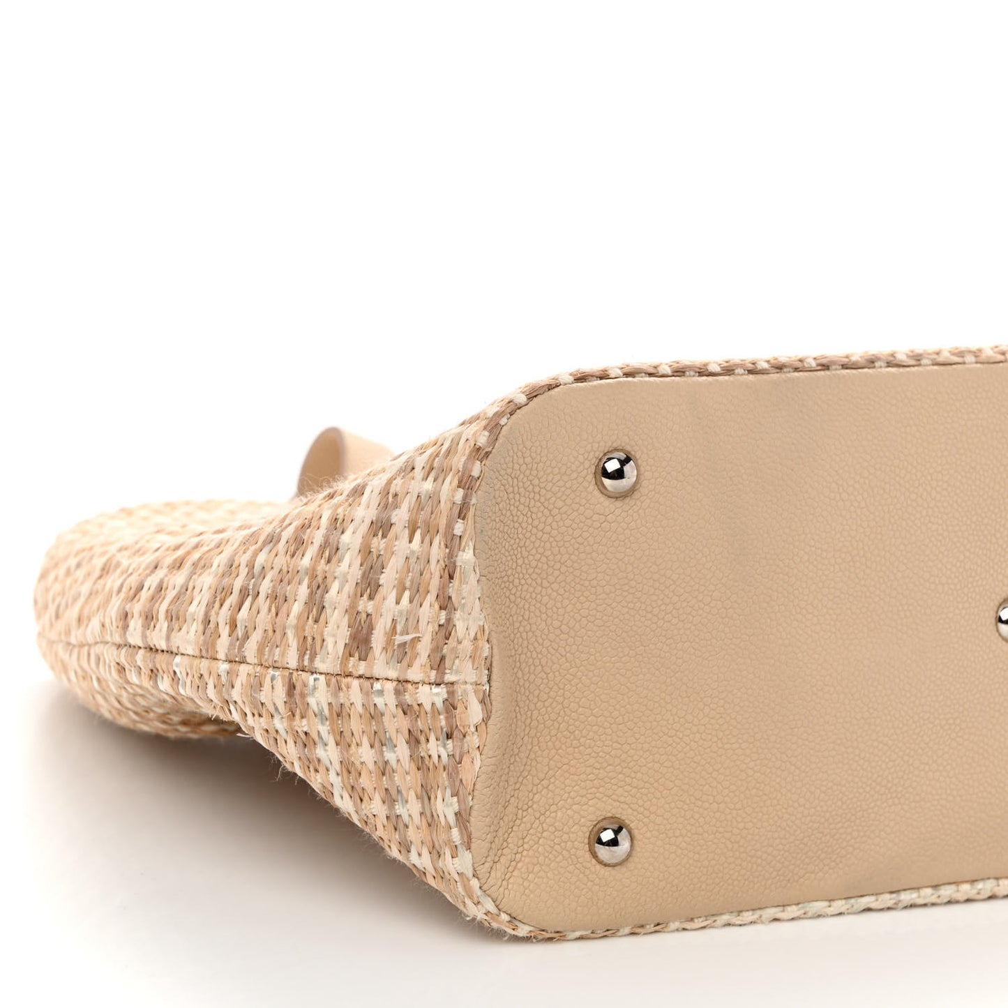 Woven Straw Caviar Large Tote Beige