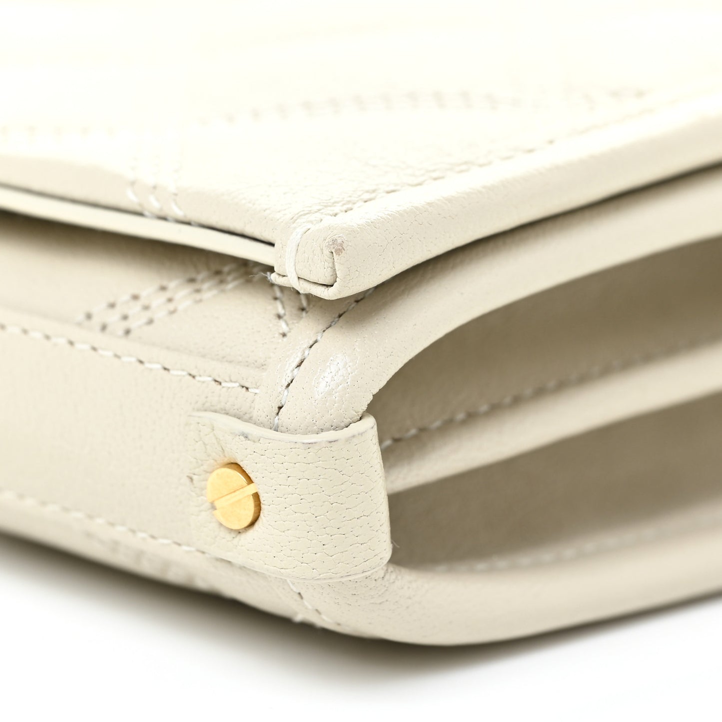 Lambskin Diamond Quilted Becky Chain Wallet Blanc Vintage