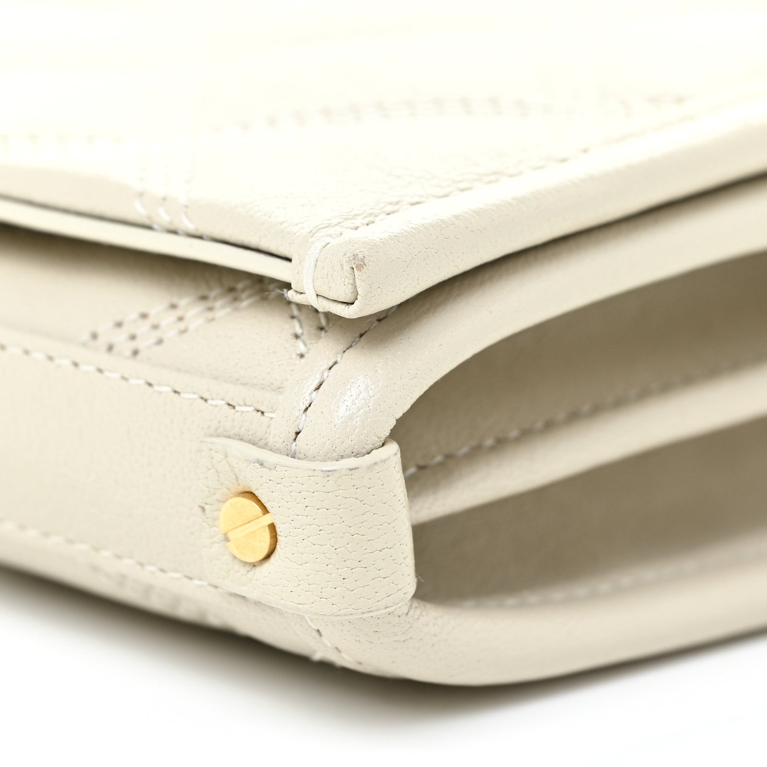 Saint Laurent Lambskin Diamond Quilted Becky Chain Wallet Blanc Vintage 10 of 13
