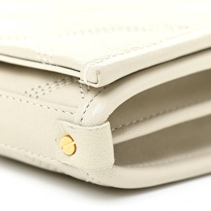 Saint Laurent Lambskin Diamond Quilted Becky Chain Wallet Blanc Vintage 10 of 13
