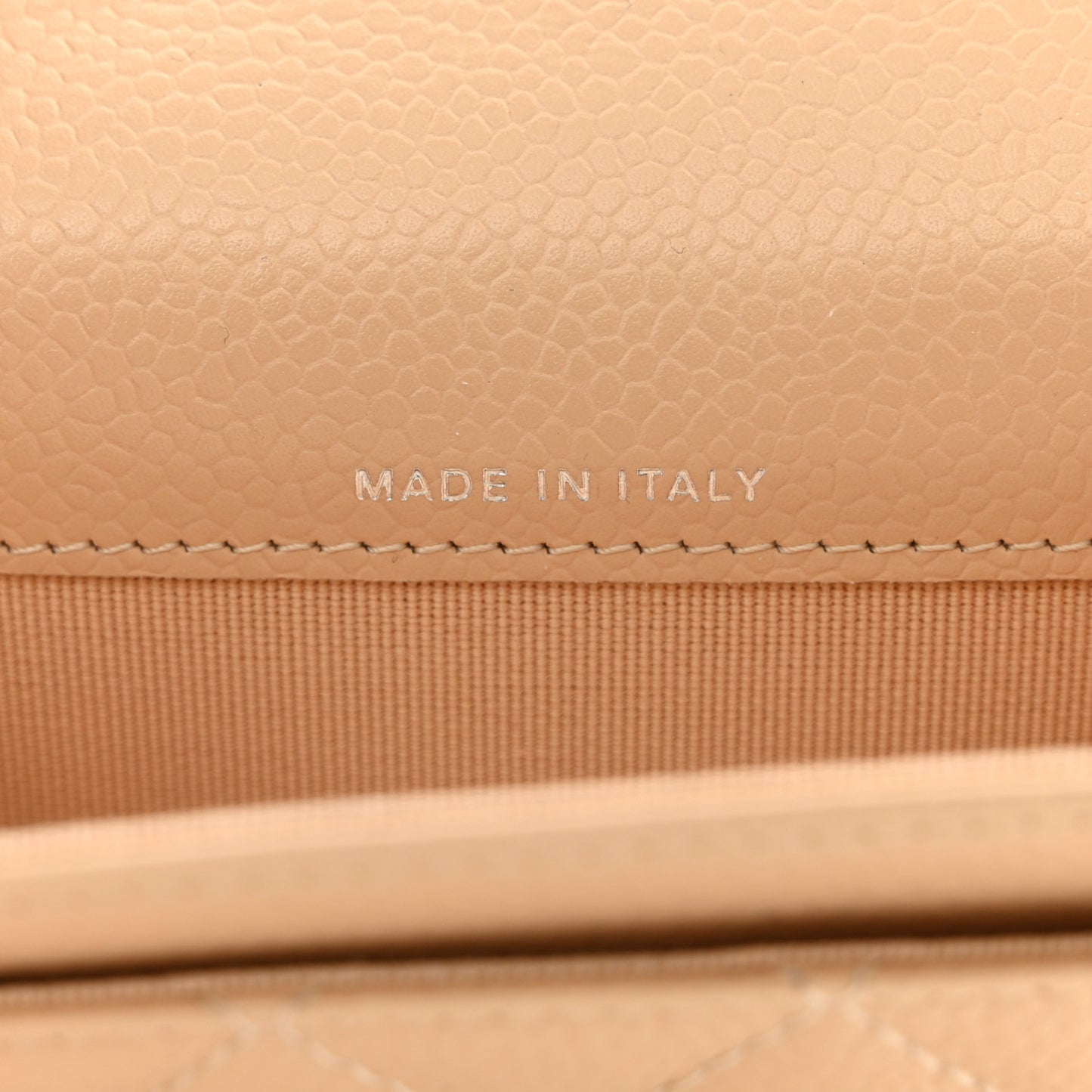 Caviar Quilted Flap Card Holder Wallet Beige