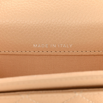 Chanel Caviar Quilted Flap Card Holder Wallet Beige 7 of 9