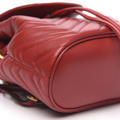 Gucci Calfskin Matelasse GG Marmont Flap Backpack Hibiscus Red 7 of 8