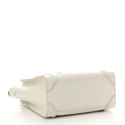 Celine Drummed Calfskin Nano Luggage White 4 of 15