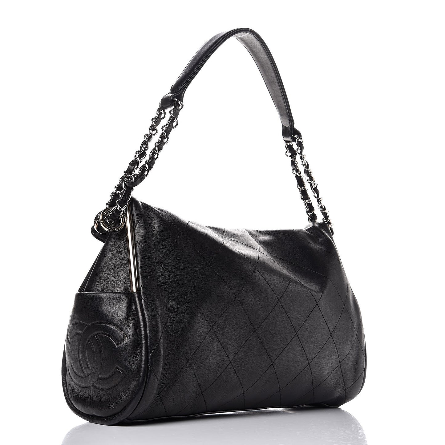 Lambskin Stitched Medium Ultimate Soft Tote Black