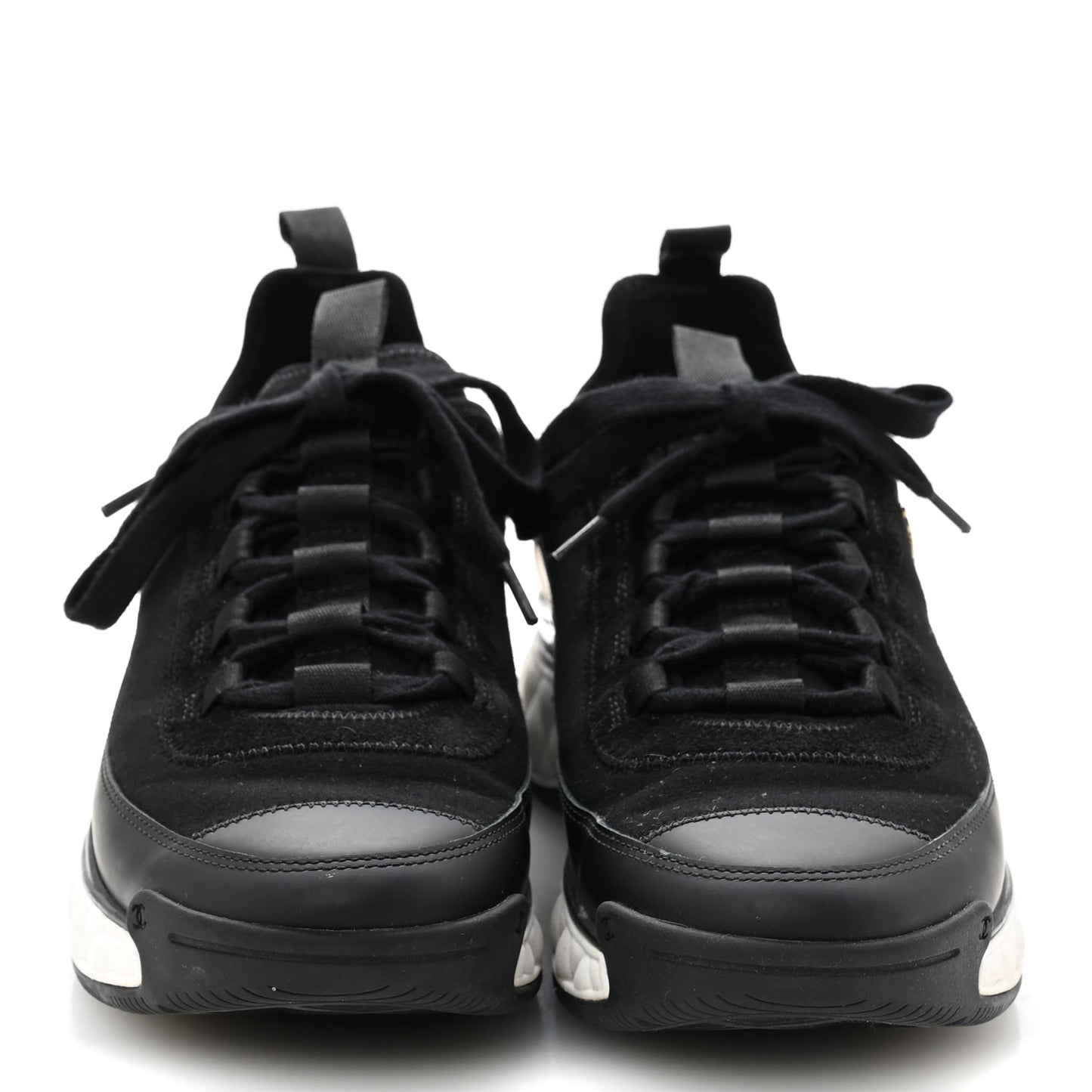 Velvet Calfskin Mixed Fibers CC Sneakers 39.5 Black