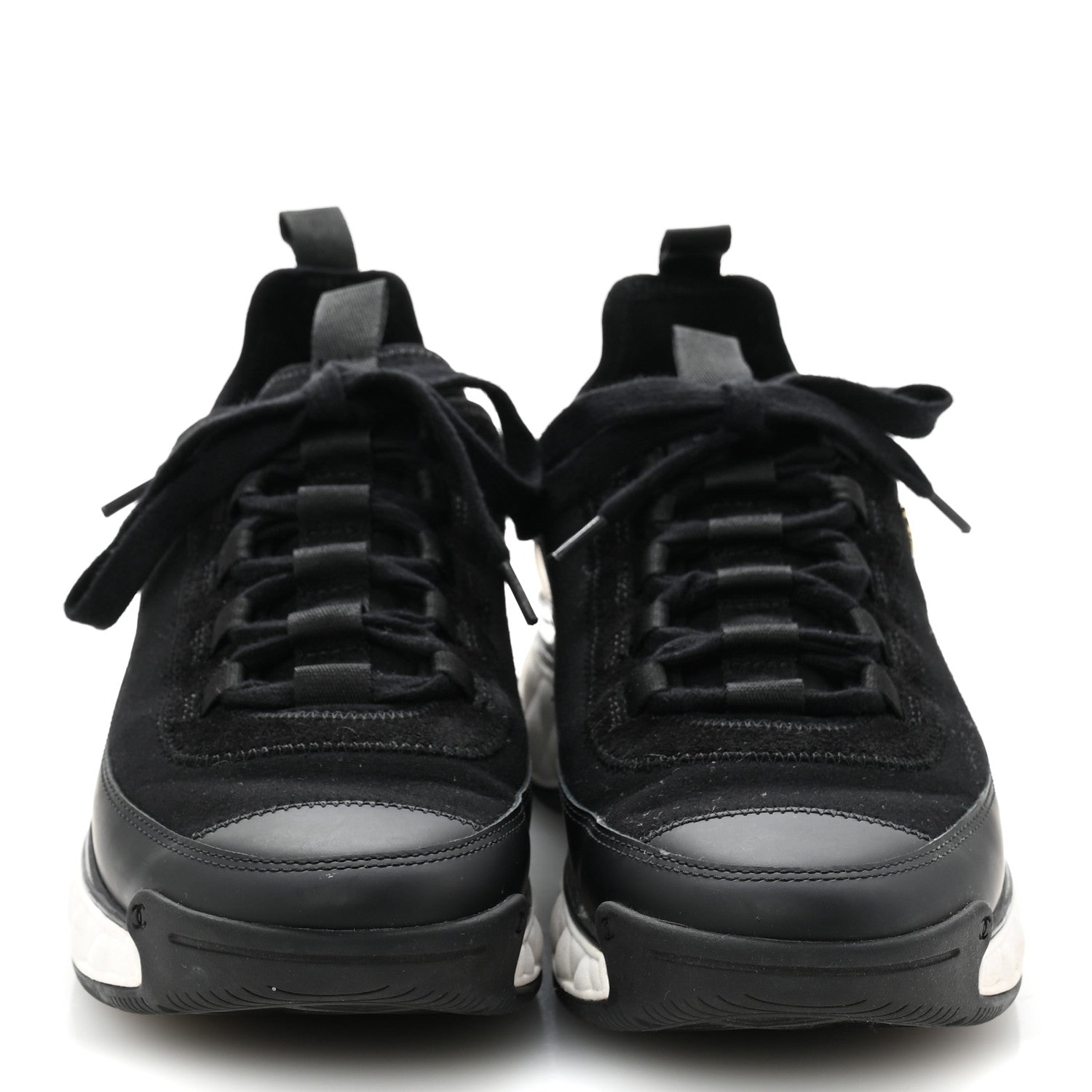 Chanel Velvet Calfskin Mixed Fibers CC Sneakers 39.5 Black 3 of 9