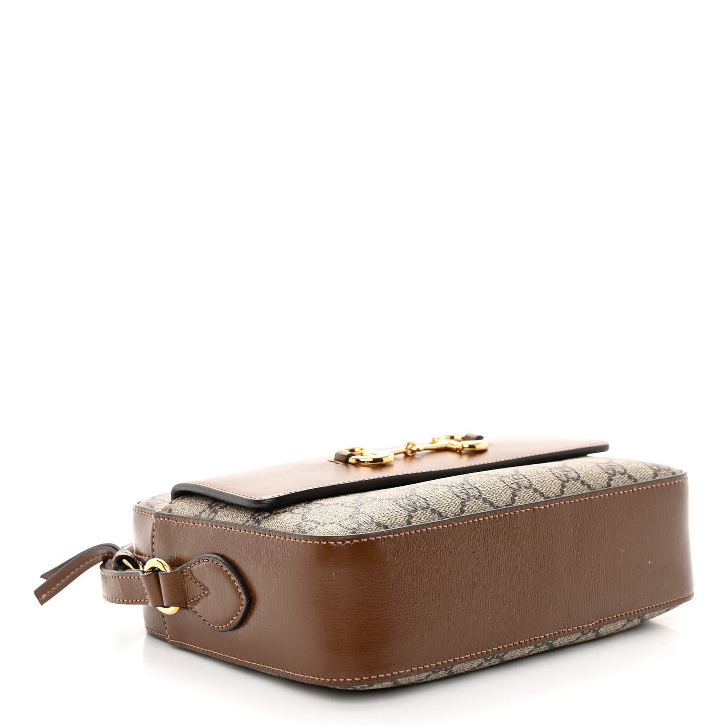 GG Supreme Monogram Small Horsebit 1955 Shoulder Bag Beige Brown Sugar