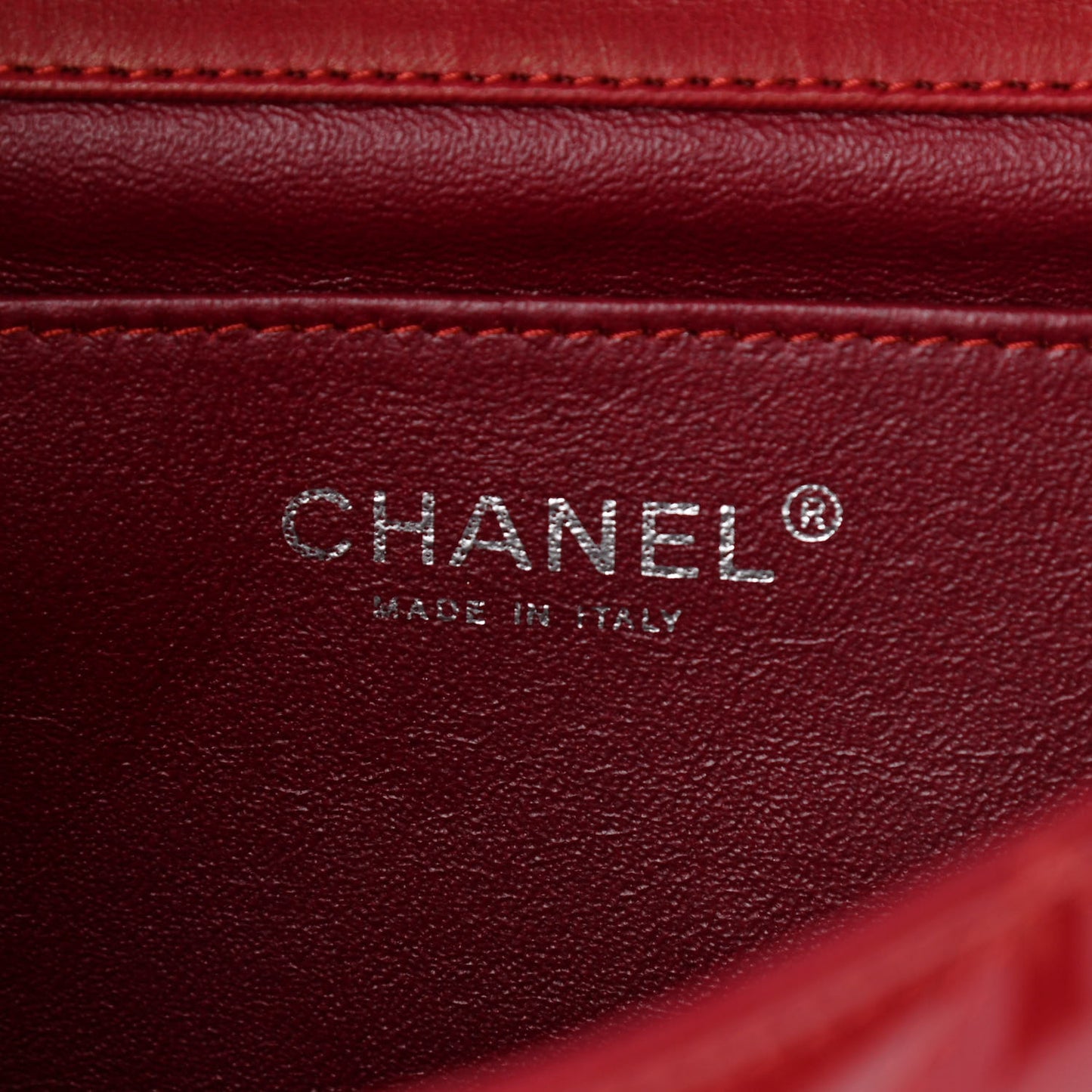 Patent Quilted Clutch With Chain Flap Red