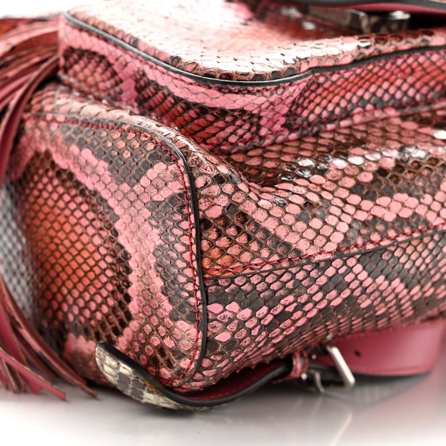 Gucci Snakeskin Medium Bamboo Backpack Pink Multicolor 10 of 13