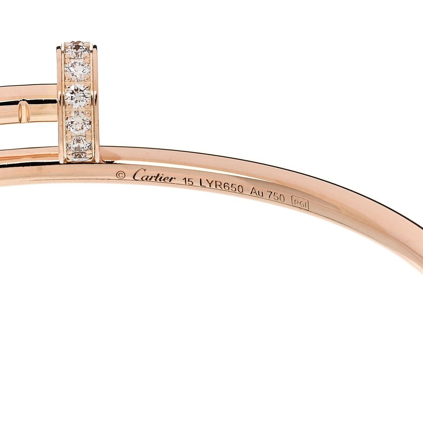 18K Pink Gold Diamond Small Juste Un Clou Bracelet 15