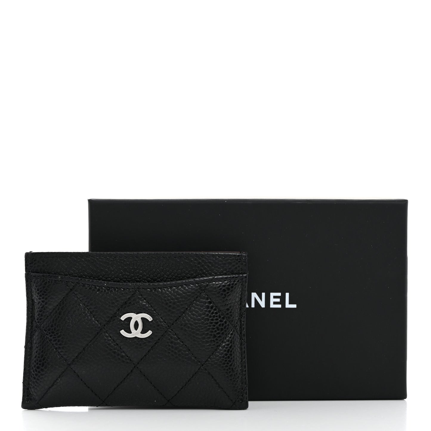 Caviar Quilted Card Holder Black