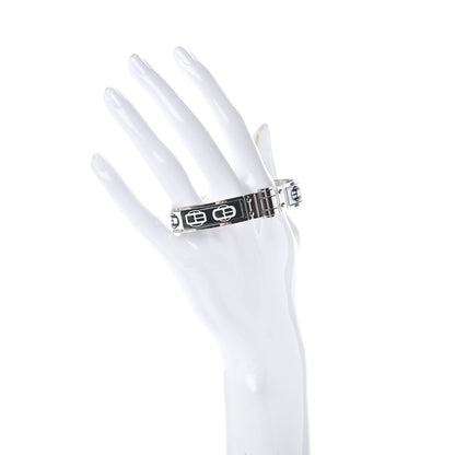Hermes Enamel Printed Narrow Boucleries Modernes Hinged Bracelet M Black 2 of 4