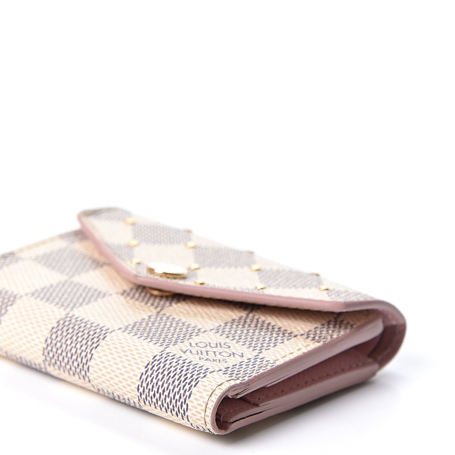 Louis Vuitton Damier Azur Studded Zoe Wallet Rose Ballerine 8 of 10