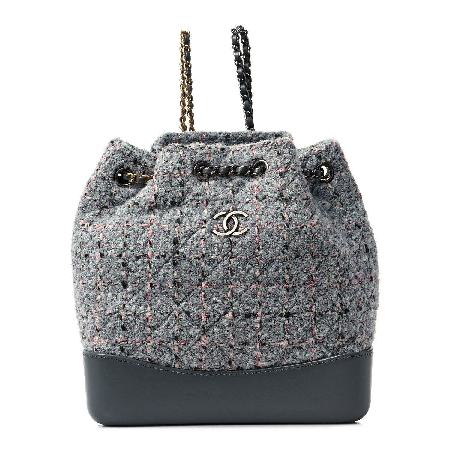 Chanel Tweed Calfskin Quilted Gabrielle Backpack Grey 1 of 9