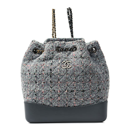 Chanel Tweed Calfskin Quilted Gabrielle Backpack Grey 1 of 9