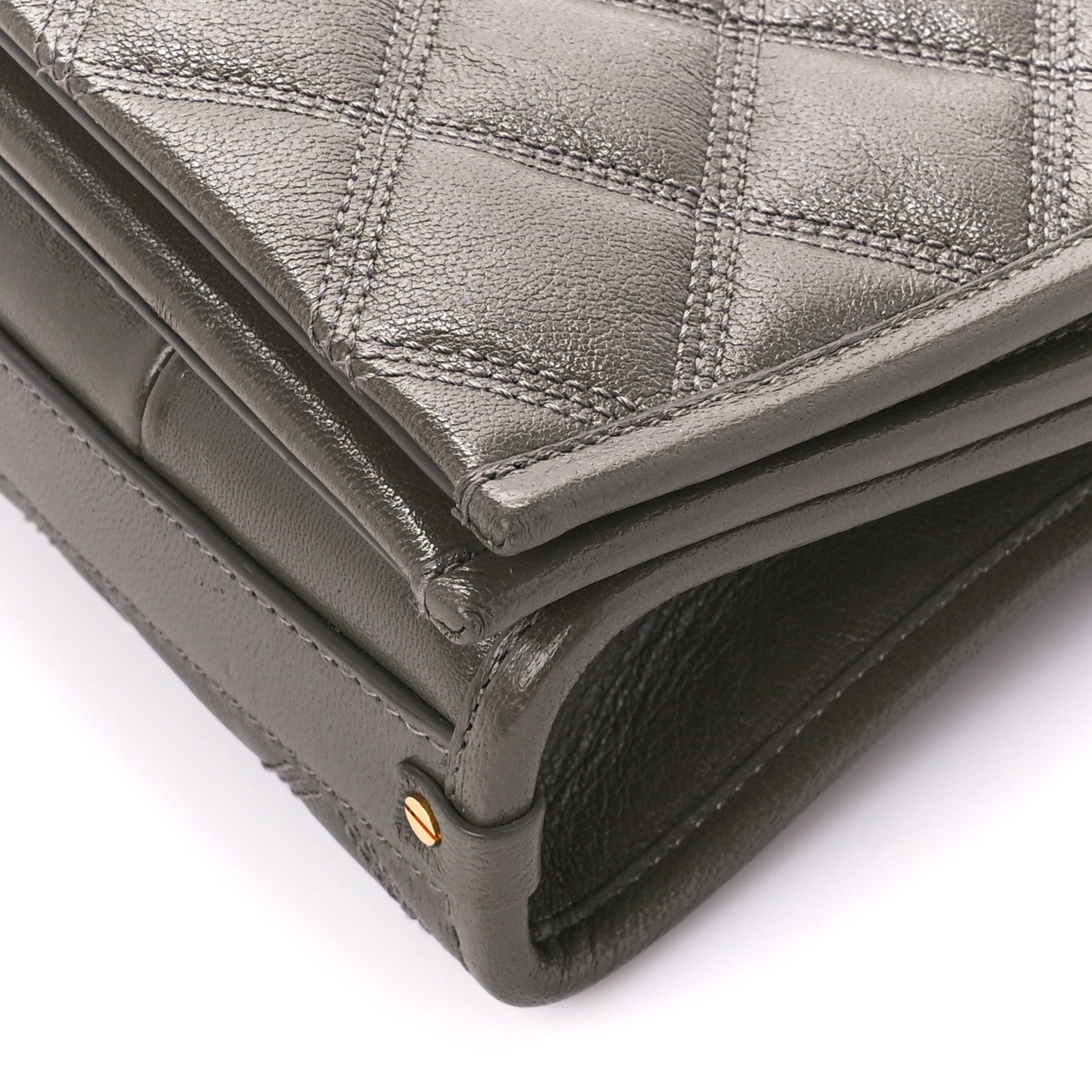 Saint Laurent Lambskin Quilted Mini Becky Chain Bag Grey Kaki 11 of 12
