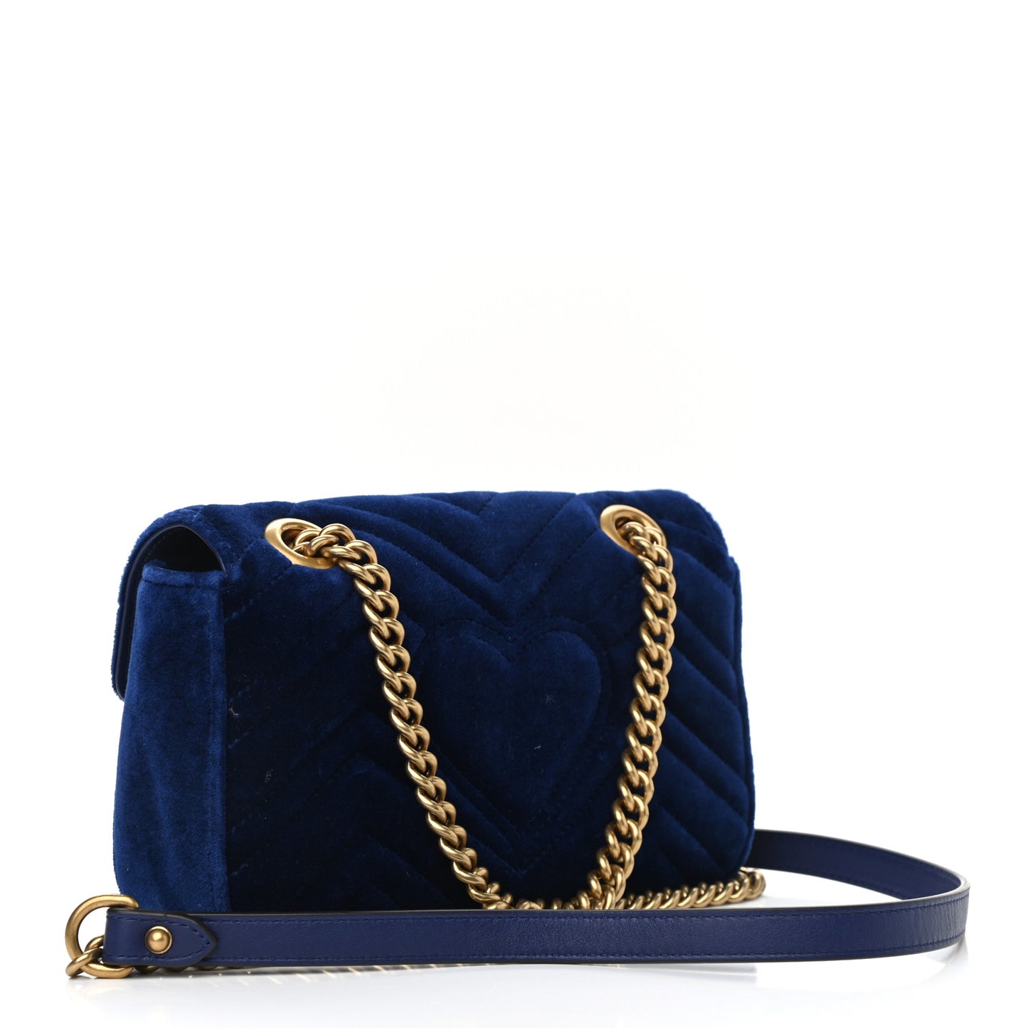 Velvet Matelasse Mini GG Marmont Shoulder Bag Cobalt Blue