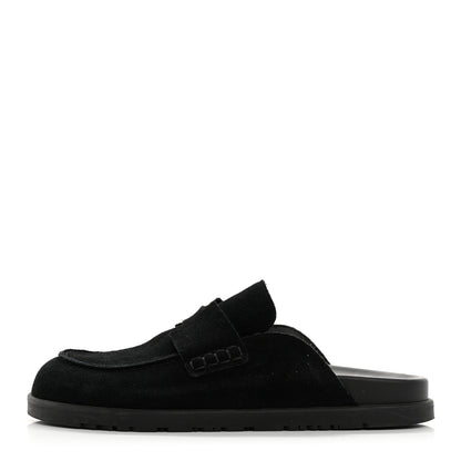 Hermes Suede Calfskin Go Mules 38.5 Black 1 of 10