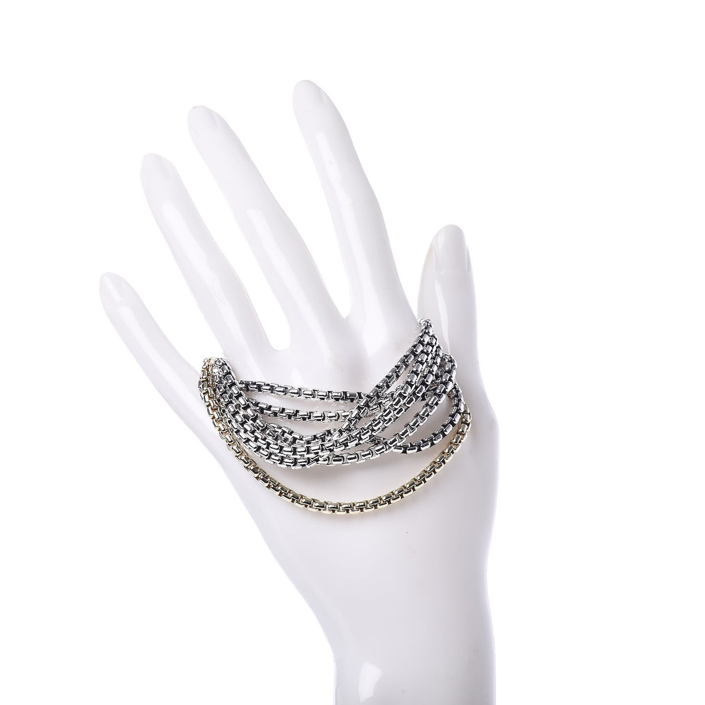 Sterling Silver 18K Yellow Gold Eight-Row Box Chain Bracelet