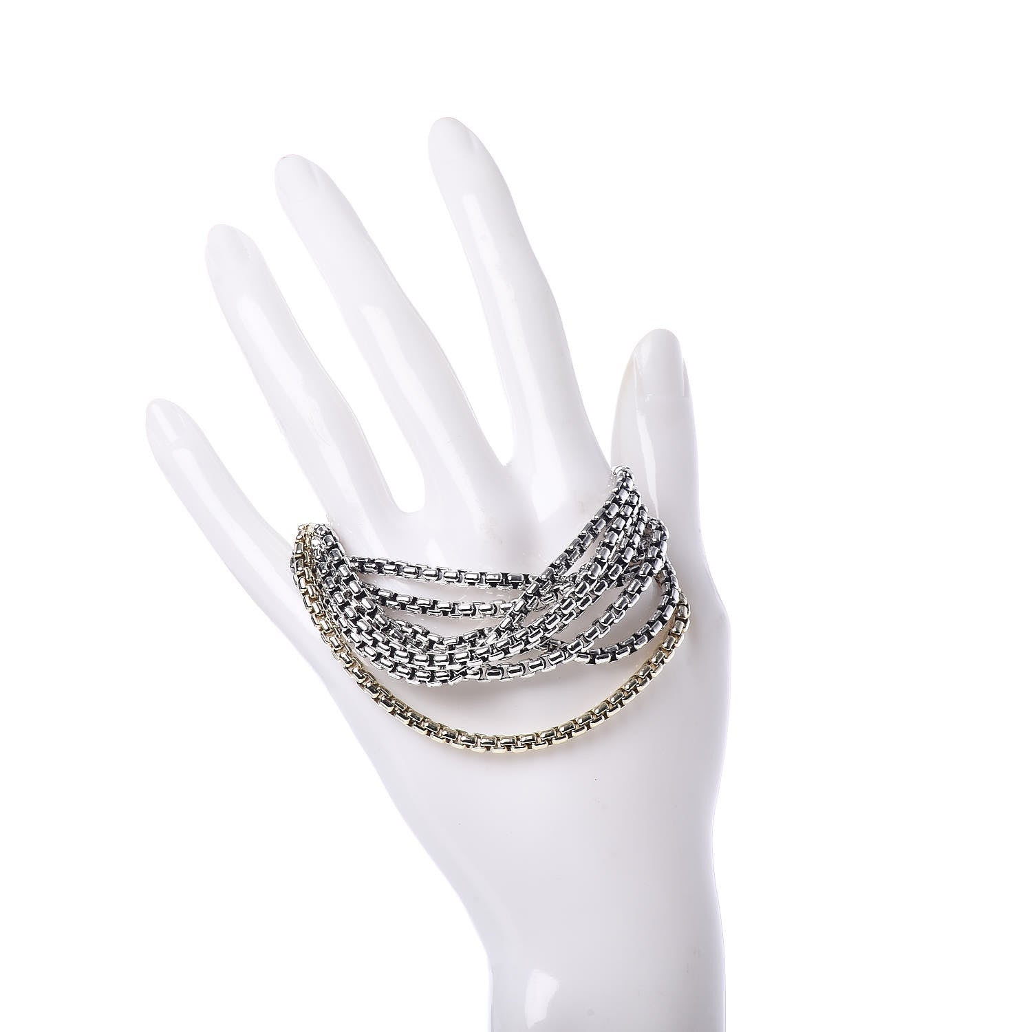 David Yurman Sterling Silver 18K Yellow Gold Eight-Row Box Chain Bracelet 2 of 5