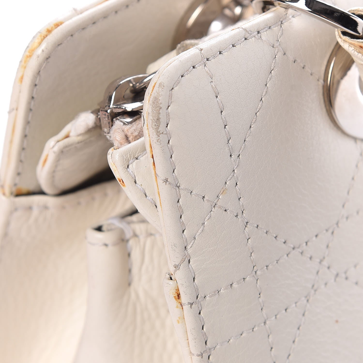Christian Dior Calfskin Cannage Stitched East West Lady Dior White 10 of 29
