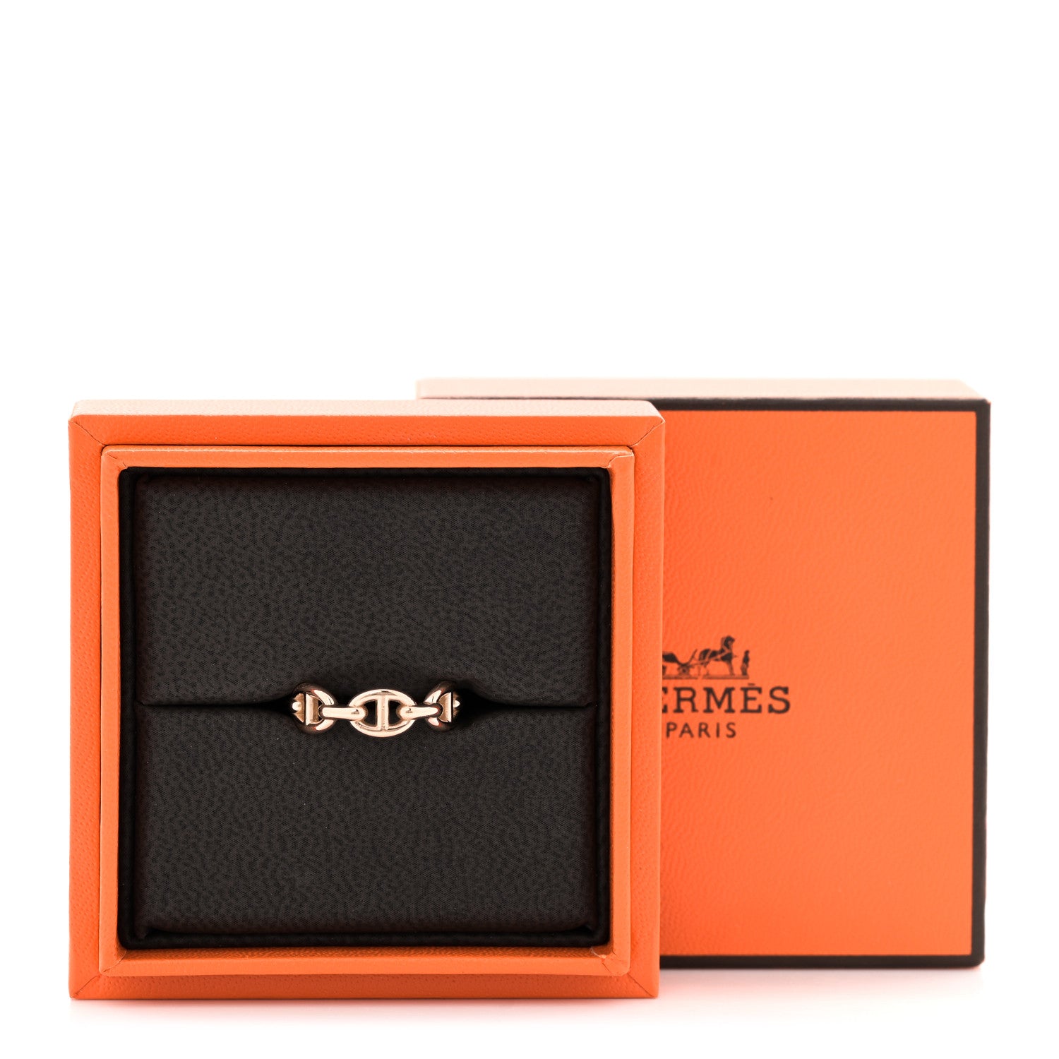Hermes 18K Rose Gold PM Chaine d'Ancre Enchainee Ring 51 5.75 5 of 5