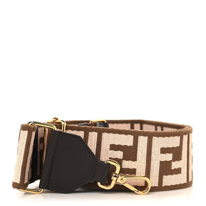 Fendi Ribbon Vitello Century FF 1974 Embroidered Adjustable Strap You Fango Rosa Confetto Chocolate 1 of 5