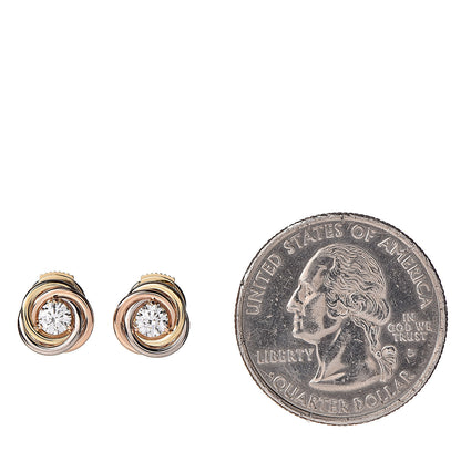 Cartier 18K Pink Yellow White Gold Diamond .36ctw Trinity De Cartier Stud Earrings 2 of 4