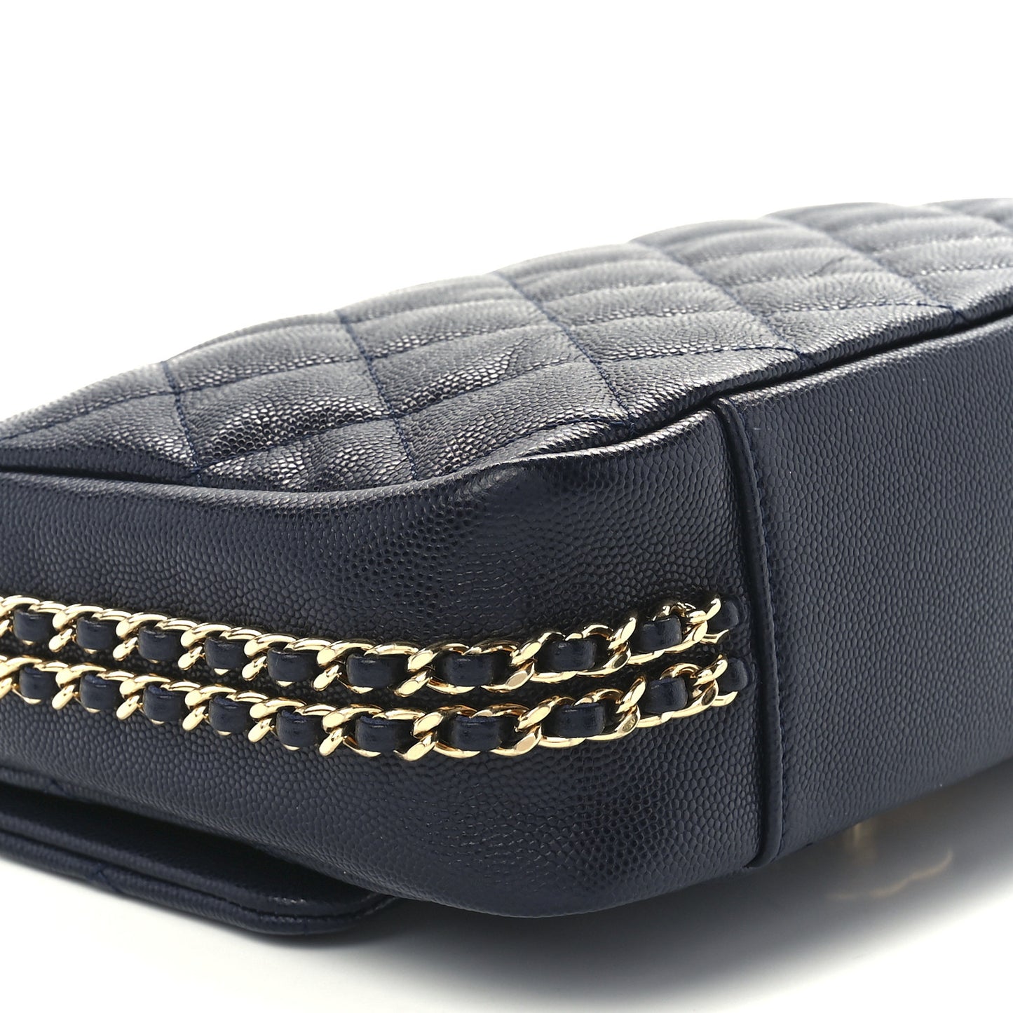 Caviar Quilted Small CC You Flap Dark Blue