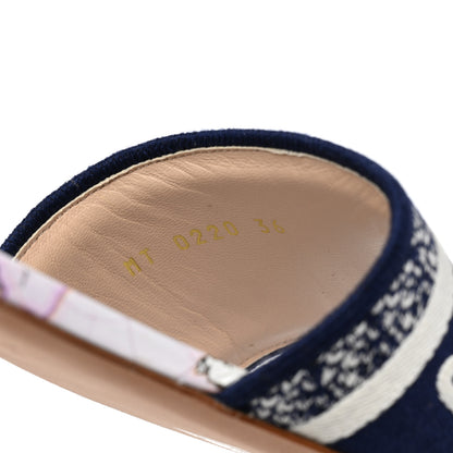 Christian Dior Canvas Around the World Embroidered Dway Flat Slide Sandals 36 True Blue 8 of 8