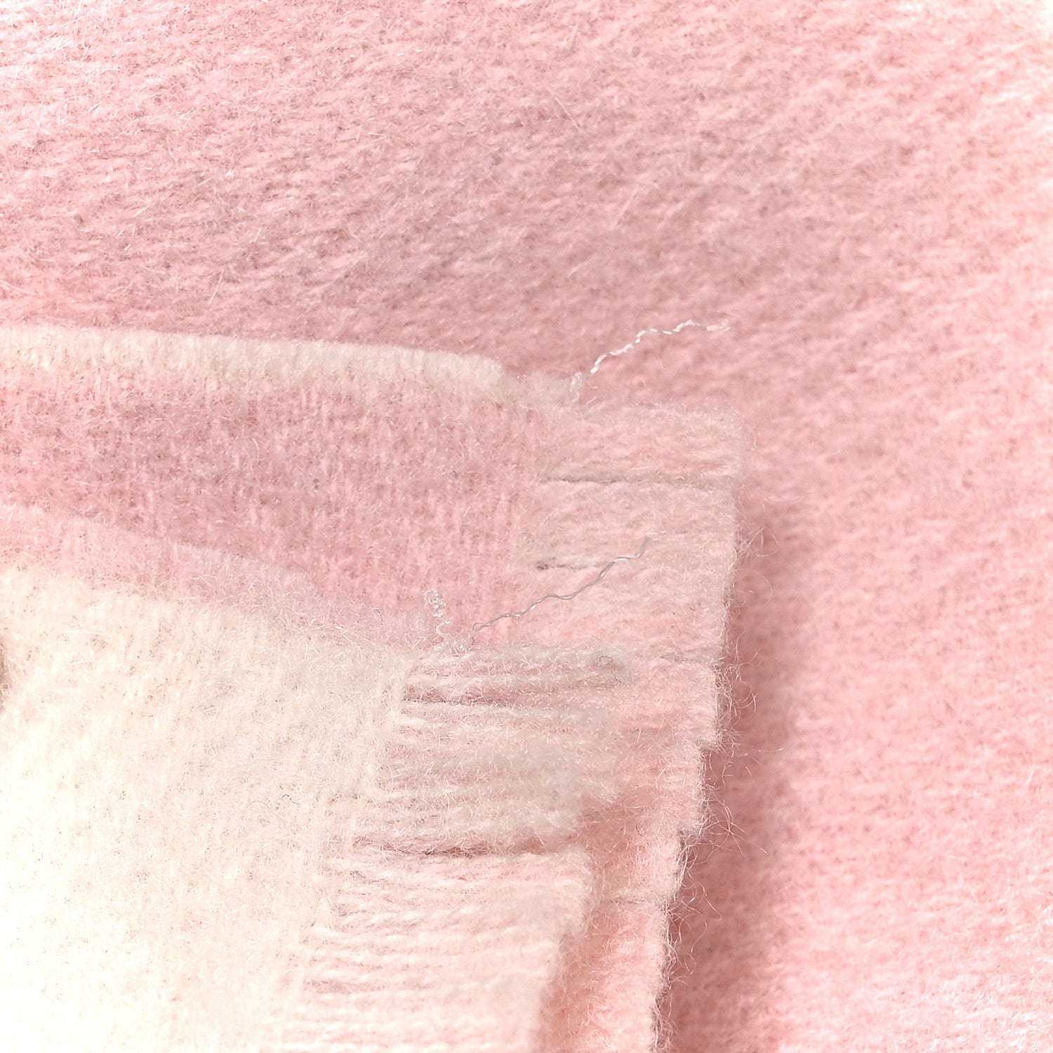 Chanel Cashmere CC Fringe Stole Pink White 6 of 6