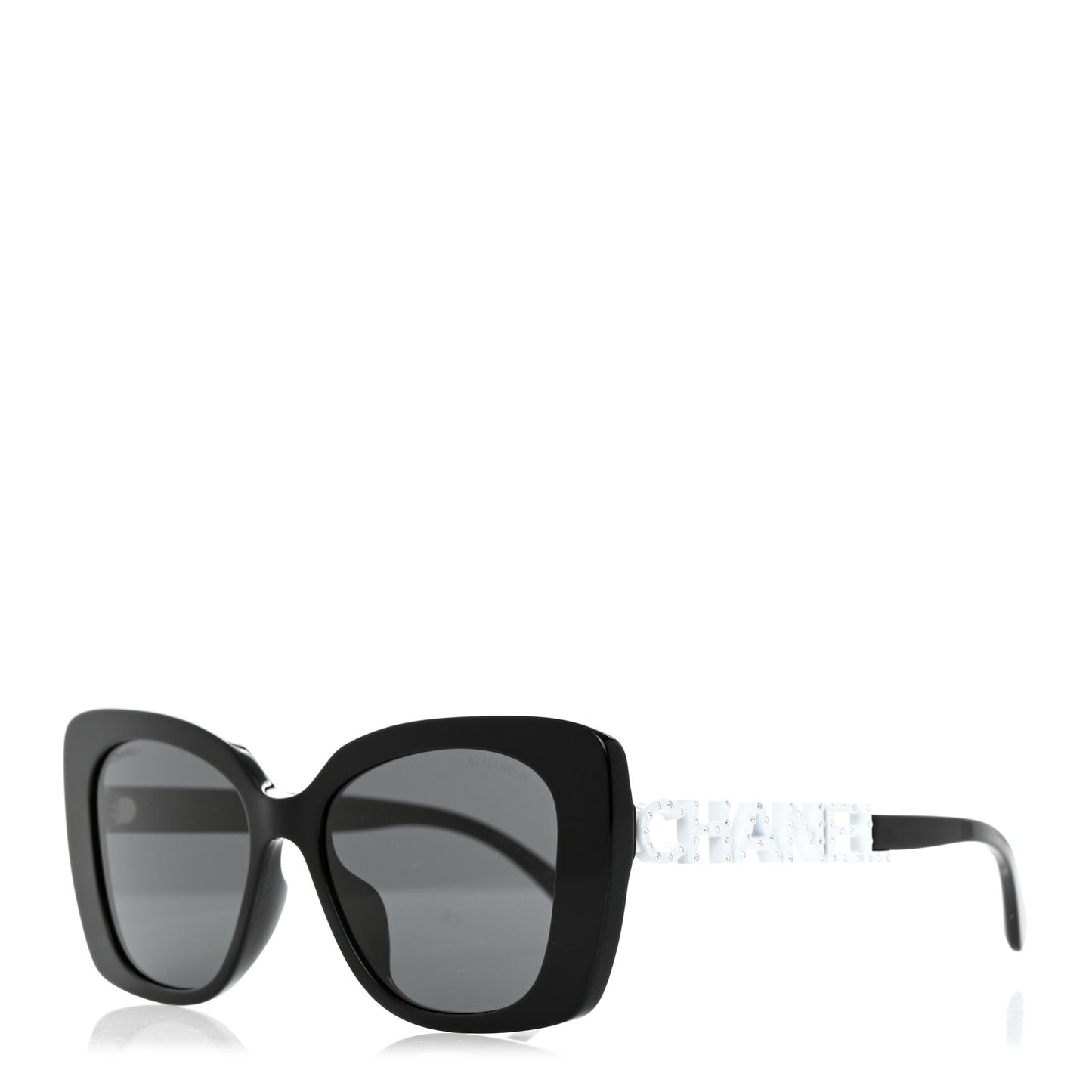 Acetate Strass Square Sunglasses 5422-B-A Black White